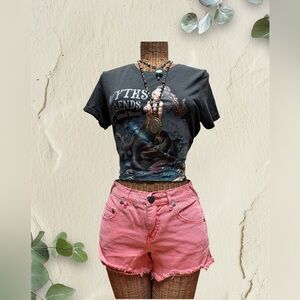 Free People Denim Distressed Cut-offs Raw Frayed Hem Pink Wash Sz 25